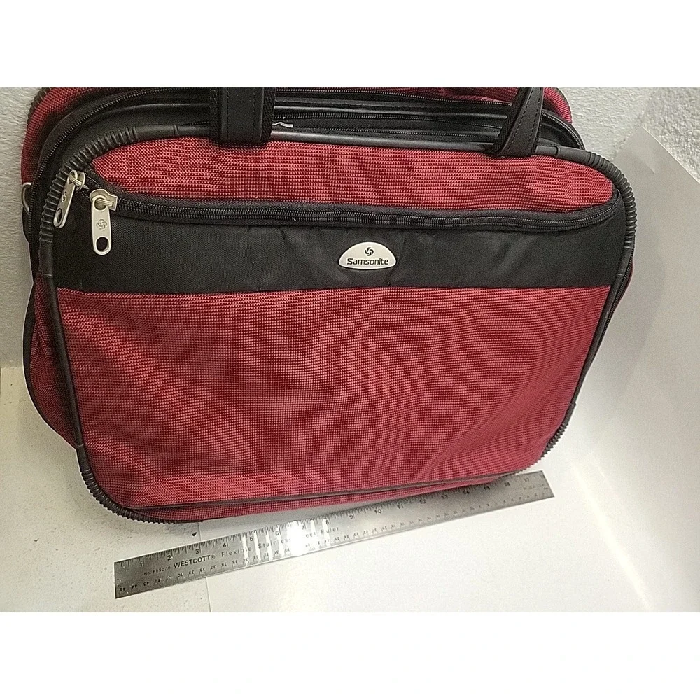 Samsonite Cordura Carry On Travel Bag Red Black Overnight  Soft Side 18 x 12 x 8